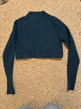 wild fable Navy Blue Ribbed Cropped Sweater